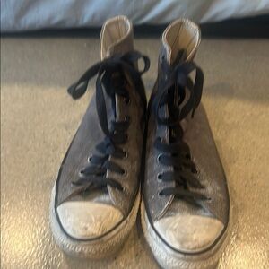 Gray  John Varvatos Converse High-Top Sneakers with Black Laces
